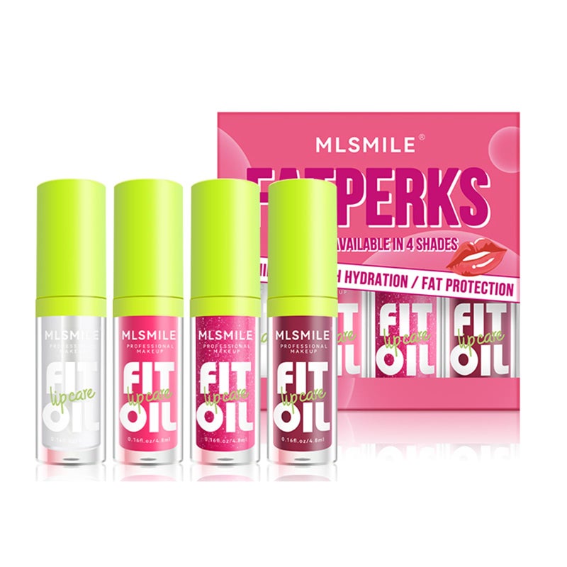 VolksRose 4pcs Lip Gloss Oil Set Hydrating Lip Glow Oil Lip Gloss Lipgloss Lipoil Set for Women Girls Teens Tinted Plumping Lip Gloss Packs Fat Lip Oil Lip Balm for Dry Lips Nourishing